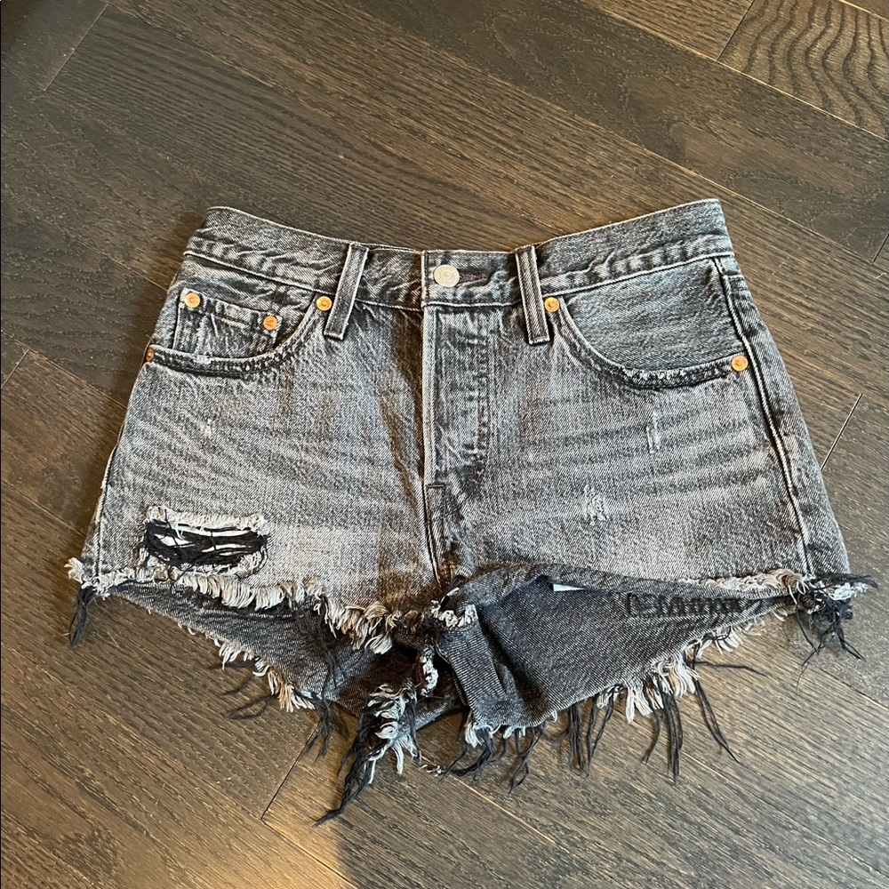 LEVIS grey denim high waisted shorts